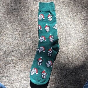 Disney Green Socks with Santa Mickey Design